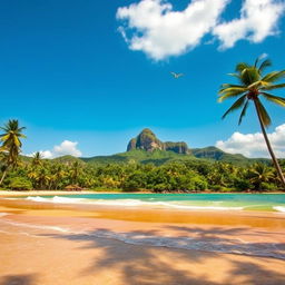 A stunning landscape of Sri Lanka featuring lush greenery, palm trees, and rolling hills