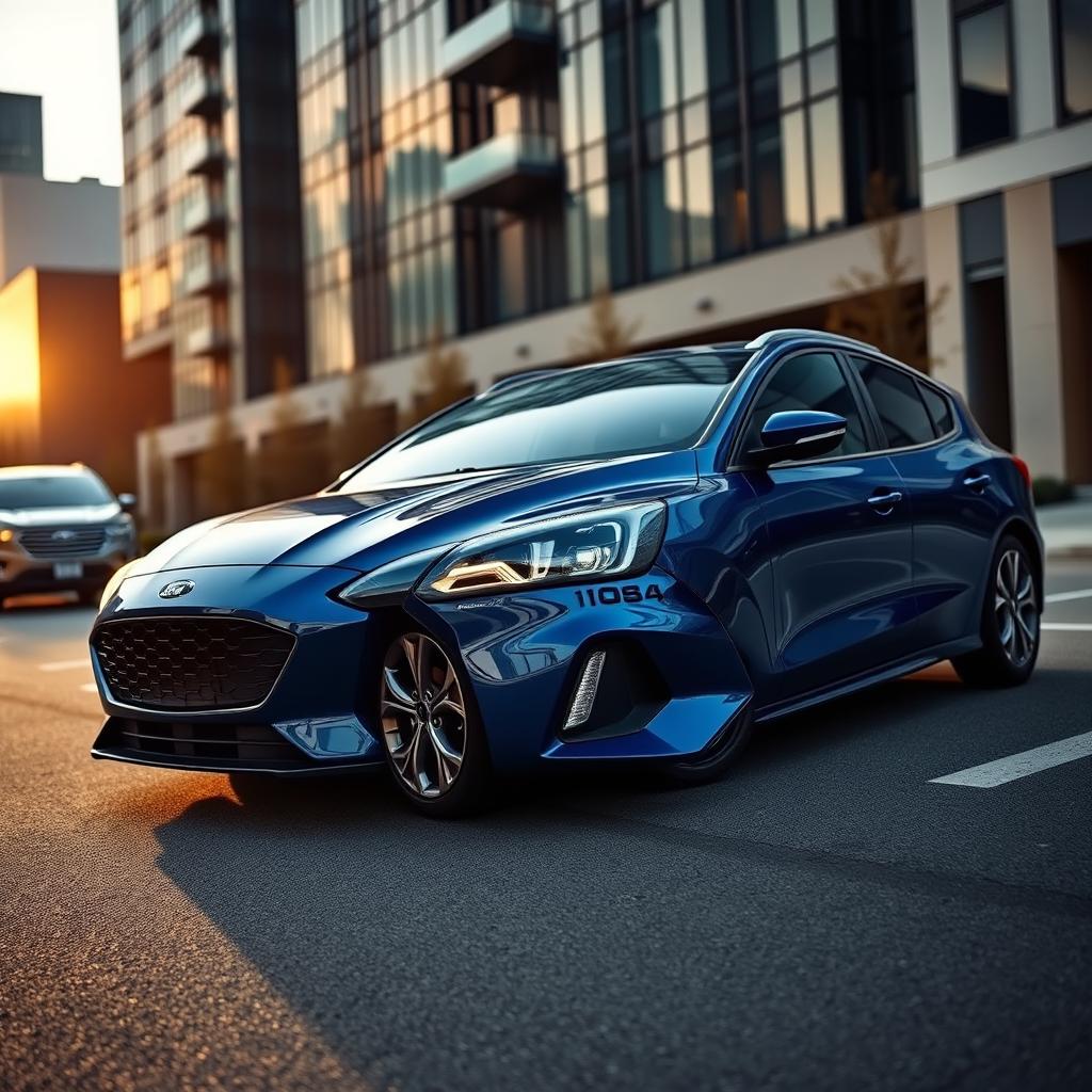 A sleek and modern 2019 Ford Focus Titanium sedan parked on a city street