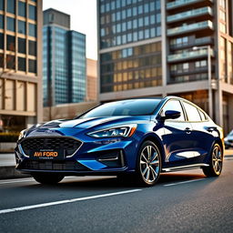 A sleek and modern 2019 Ford Focus Titanium sedan parked on a city street