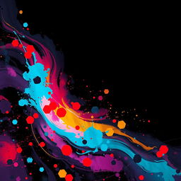 A stunning abstract digital artwork featuring a seamless blend of vibrant colors and textures, highlighting a black area extending from the left side