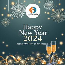 A professional advertising design featuring a festive New Year's Day greeting