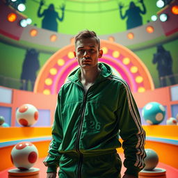 A person dressed as a contestant from a dystopian game show, inspired by 'Squid Game'