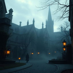 A mysterious, atmospheric university setting reminiscent of the film 'Home School'