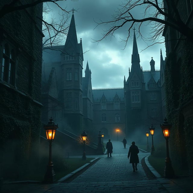 A mysterious, atmospheric university setting reminiscent of the film 'Home School'