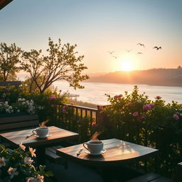 A peaceful morning scene capturing the beauty of dawn