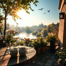 A peaceful morning scene capturing the beauty of dawn