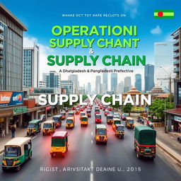 A visually engaging and informative book cover for 'Operation Management & Supply Chain: A Bangladeshi Perspective'