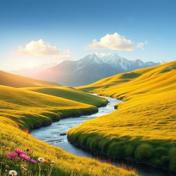 A beautiful and serene landscape inspired by the elements of the two provided images