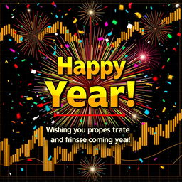 A festive and cheerful New Year greeting card designed for a trading enthusiast