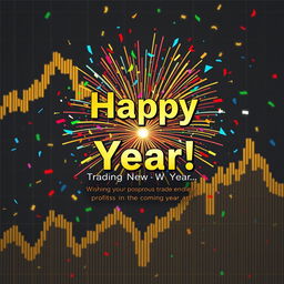 A festive and cheerful New Year greeting card designed for a trading enthusiast