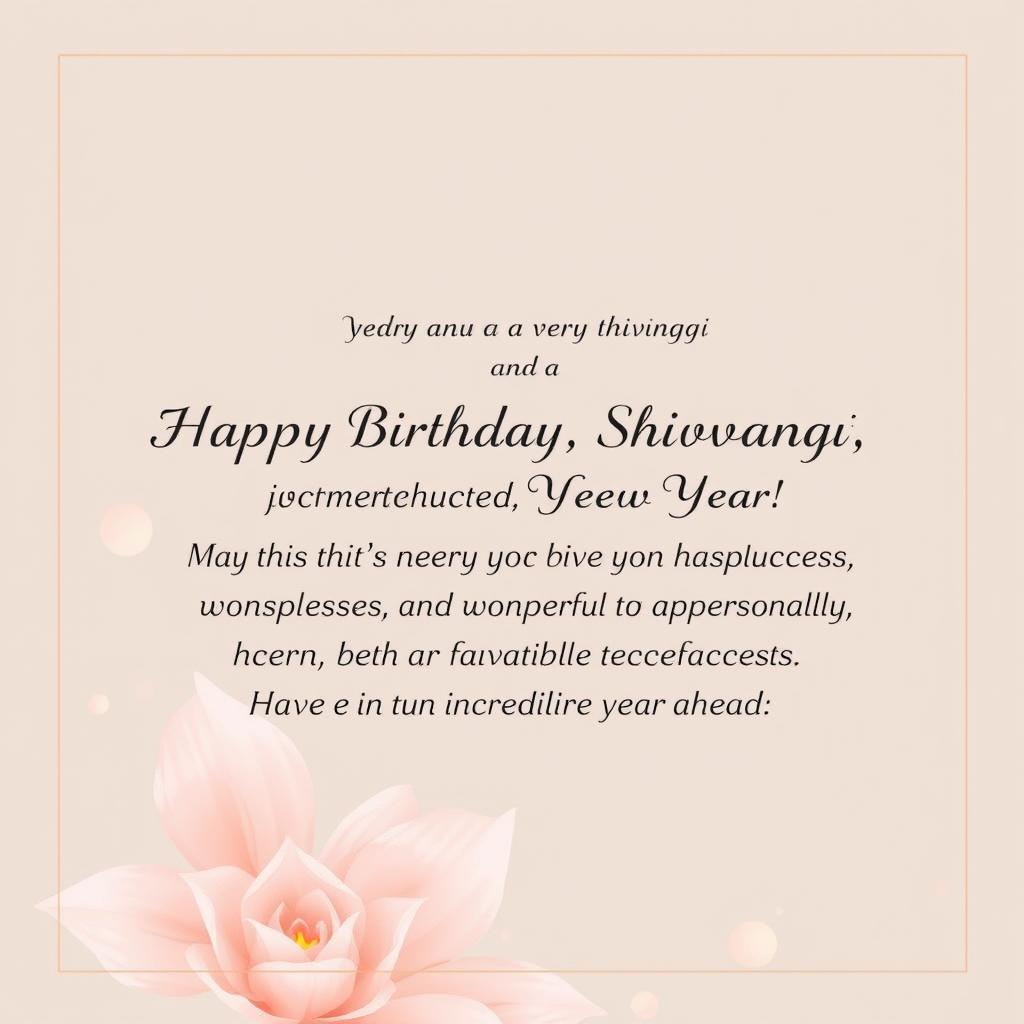 A beautifully designed greeting card featuring the following message: "Wishing you a very Happy Birthday, Shivangi, and a Happy New Year! May this year bring you success, happiness, and wonderful opportunities both personally and professionally