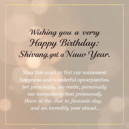 A beautifully designed greeting card featuring the following message: "Wishing you a very Happy Birthday, Shivangi, and a Happy New Year! May this year bring you success, happiness, and wonderful opportunities both personally and professionally