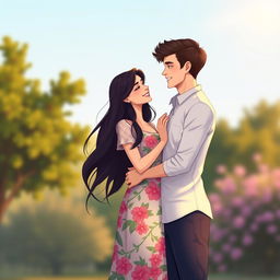 Create a digital illustration of a couple standing together