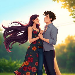 Create a digital illustration of a couple standing together