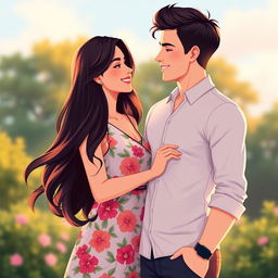 Create a digital illustration of a couple standing together