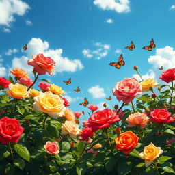 A stunningly detailed and artistic depiction of a beautiful flower garden in full bloom