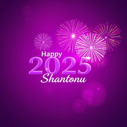 A stunning graphic design wishing a Happy New Year 2025 featuring the name 'Shantonu' prominently displayed