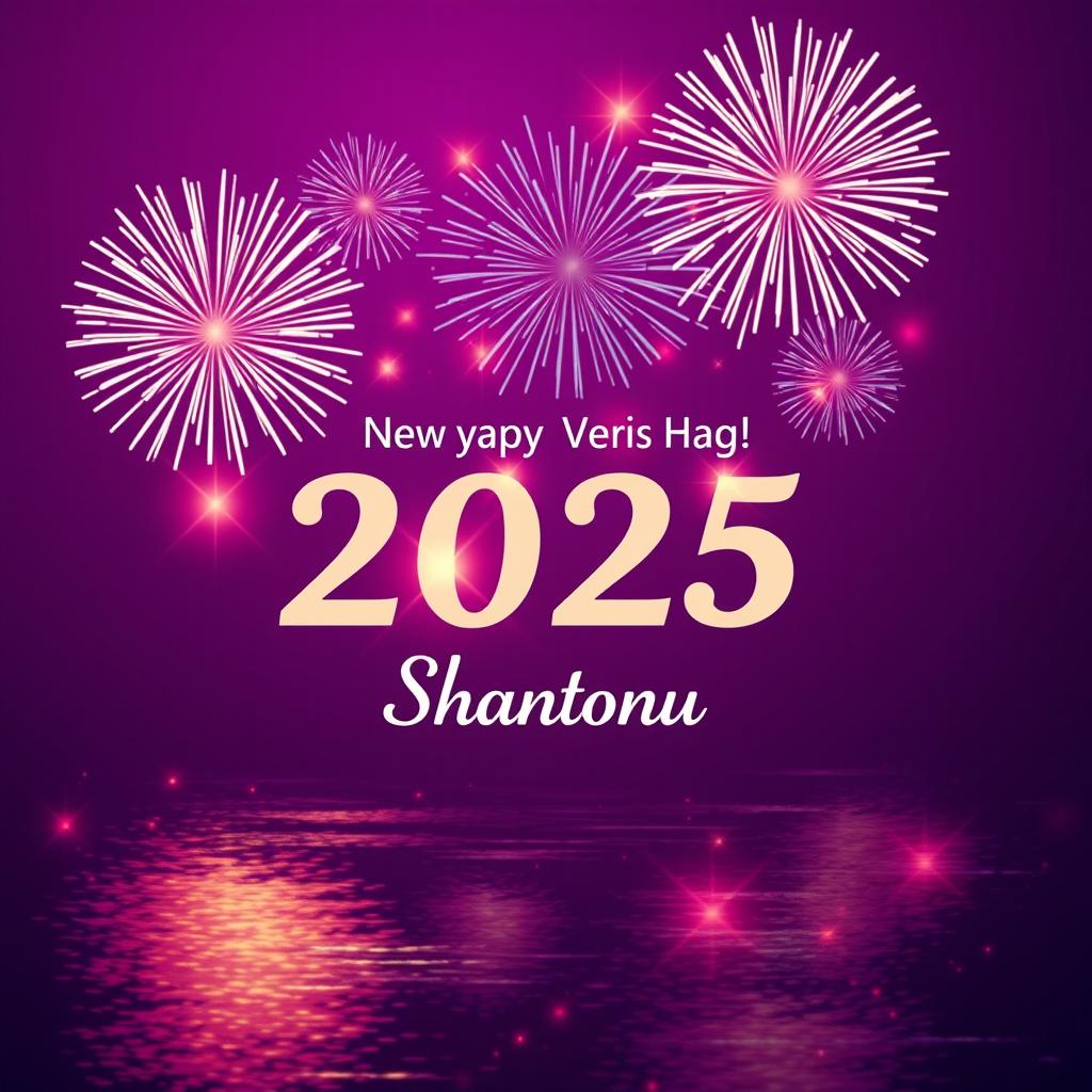 A stunning graphic design wishing a Happy New Year 2025 featuring the name 'Shantonu' prominently displayed