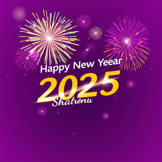 A stunning graphic design wishing a Happy New Year 2025 featuring the name 'Shantonu' prominently displayed