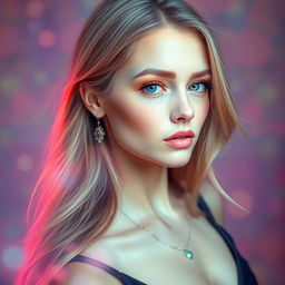 A beautiful portrait of a woman named Anoukkoolen01, showcasing her unique features with vibrant colors and soft lighting