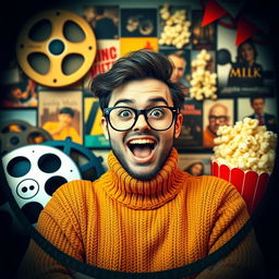 A captivating and creative profile picture representing a movie recommendation theme