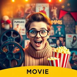 A captivating and creative profile picture representing a movie recommendation theme