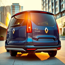A striking alternative view of the rear side of a Renault Lodgy, showcasing its unique design elements such as the sleek tail lights, a modern bumper, and a stylish roofline