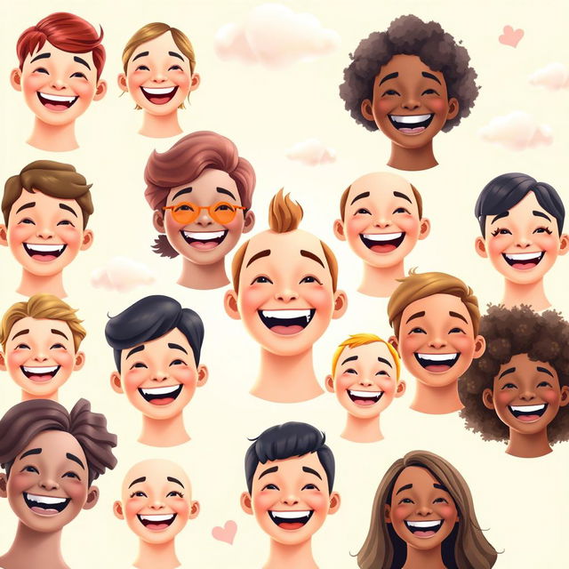 A series of faces showcasing different smile styles and expressions, highlighting the beauty and diversity of smiles