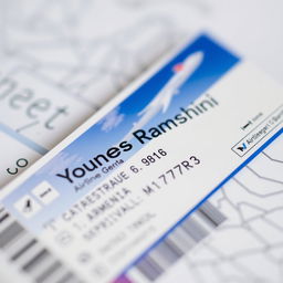 A realistic close-up photograph of an airline ticket to Armenia