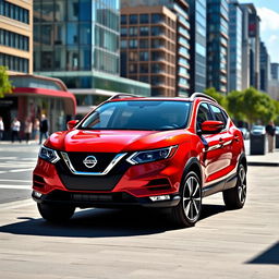 A sleek and modern Nissan Qashqai J11 parked in a picturesque urban setting, showcasing its stylish design and distinctive features