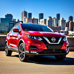 A sleek and modern Nissan Qashqai J11 parked in a picturesque urban setting, showcasing its stylish design and distinctive features