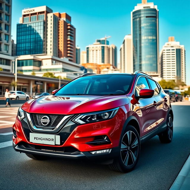 A sleek and modern Nissan Qashqai J11 parked in a picturesque urban setting, showcasing its stylish design and distinctive features