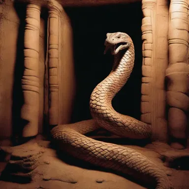 The abnormally large serpent guarded the entrance to the underworld.