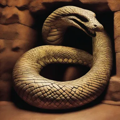 The abnormally large serpent guarded the entrance to the underworld.