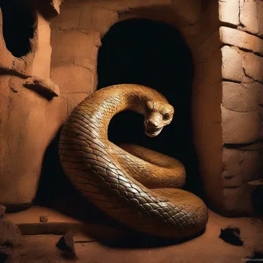 The abnormally large serpent guarded the entrance to the underworld.