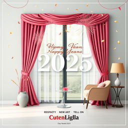 Design a visually appealing New Year greeting card for Curtain Lanka for the upcoming year 2025