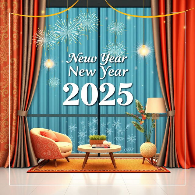 Design a visually appealing New Year greeting card for Curtain Lanka for the upcoming year 2025