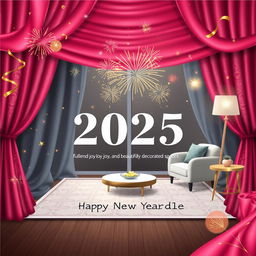 Design a visually appealing New Year greeting card for Curtain Lanka for the upcoming year 2025