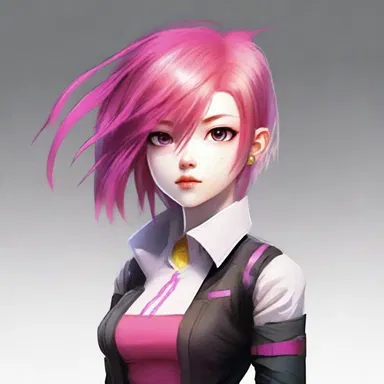 The protagonist had abnormally colored hair, with bright pink strands standing out from the rest.