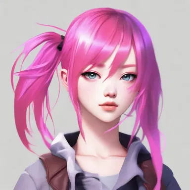 The protagonist had abnormally colored hair, with bright pink strands standing out from the rest.