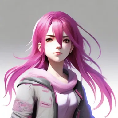 The protagonist had abnormally colored hair, with bright pink strands standing out from the rest.
