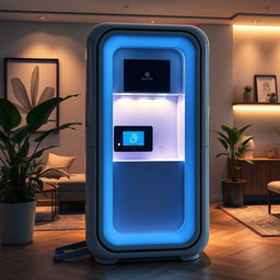 A futuristic cabinet equipped with advanced biometric technology that exclusively recognizes adult hand sizes, preventing it from opening for children's hands