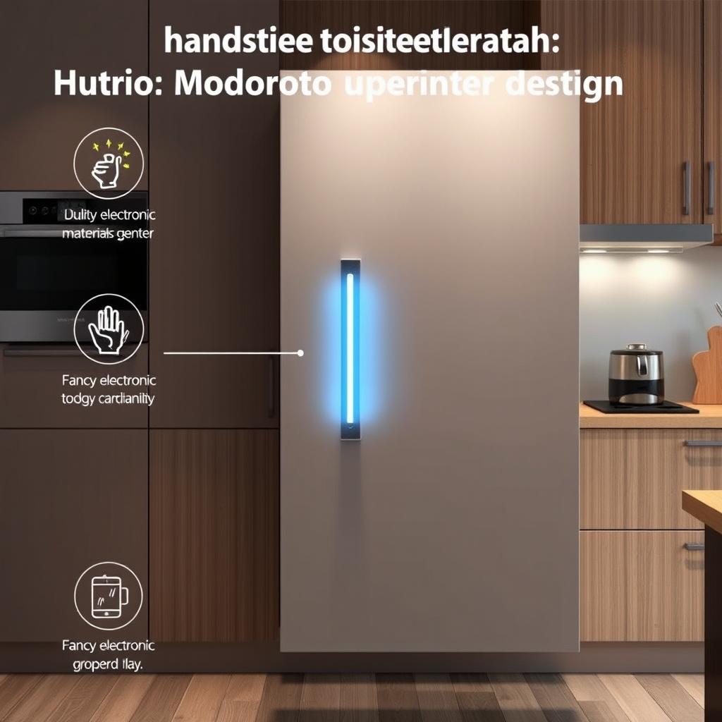 A kitchen cabinet door designed with a hand size detection mechanism, ensuring it can't be opened by small hands, featuring a sleek and modern design, made with high-quality materials, and integrated technology for security