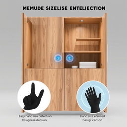 A modern cabinet designed with hand size detection technology, ensuring it cannot be opened by a child's hand