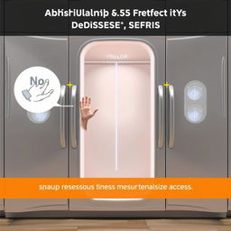 A futuristic cabinet design featuring hand size detection technology, equipped with sensors capable of measuring hand size, preventing children's access