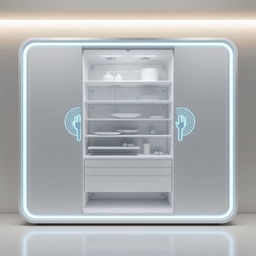 A futuristic cabinet design featuring hand size detection capabilities