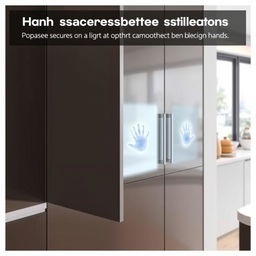 A modern kitchen cabinet equipped with hand size detection sensors, designed specifically to prevent being opened by children's hands