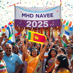 A vibrant global celebration in 2025 where people from all nations are joining hands in unity