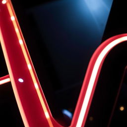 A close-up of a large, illuminated letter sign in a stylish, modern font, showcasing the letter 'W' in vibrant neon colors against a dark background