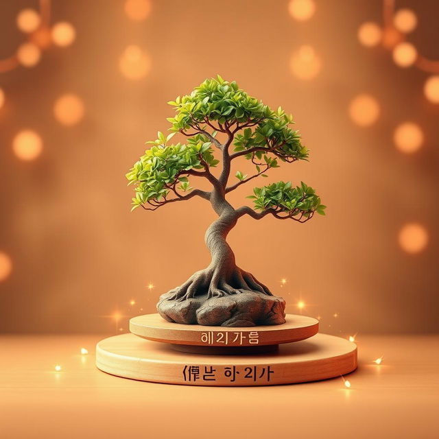 A beautiful and artistic New Year's greeting card design featuring a stunning bonsai tree at the center